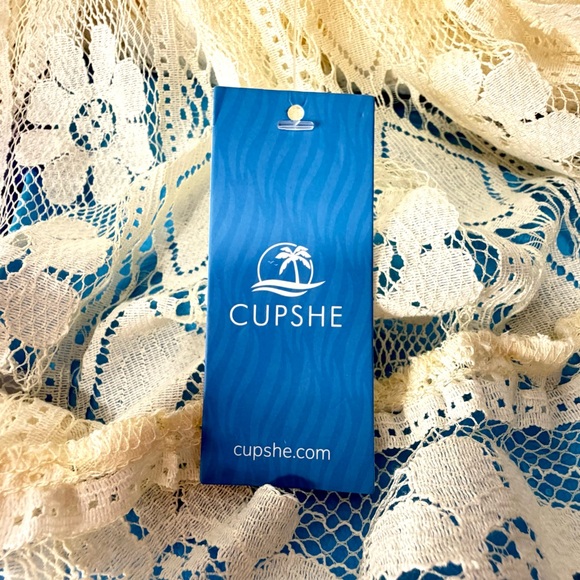 Cupshe Lace Boho Midi Dress | Cream | Size Large | Beachy Romantic - Picture 12 of 16